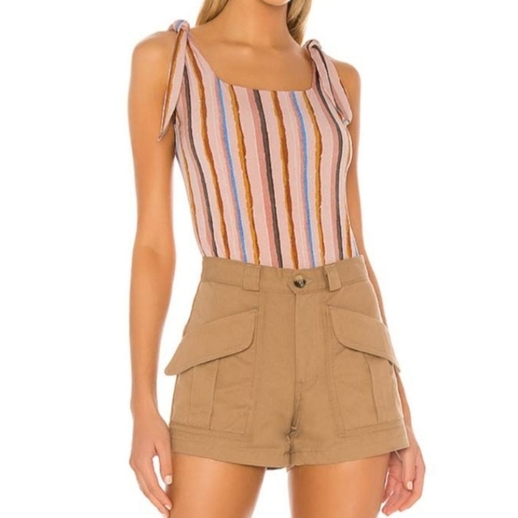 BCBGeneration Baddie Girly stripe tie shoulder bodysuit large - Picture 1 of 15